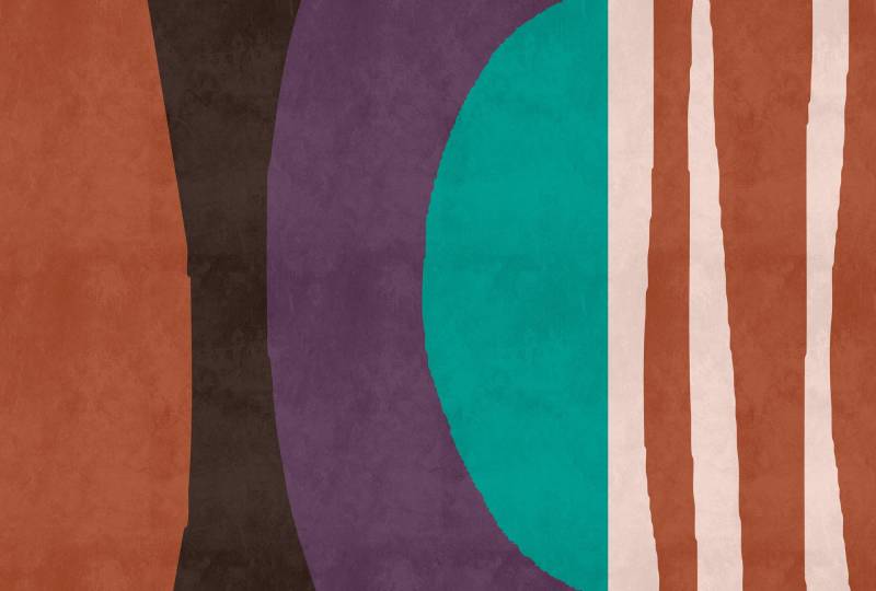 living walls Vliestapete "Abstrakte Mustertapete Violett Türkis Braun" matt glatt von Living Walls