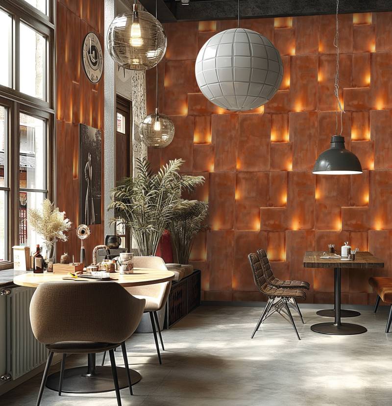 living walls Vliestapete "Fototapete 3D Backstein Rostbraun erweiterbar" Motiv strukturiert von Living Walls