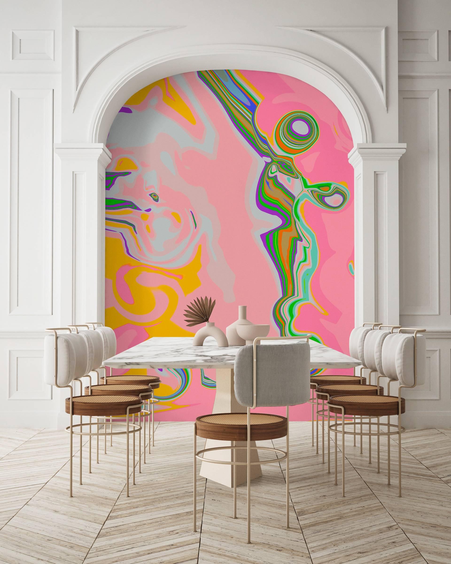 living walls Vliestapete "Fototapete Abstrakt Pink Bunt – Pop-Art Design" matt glatt von Living Walls