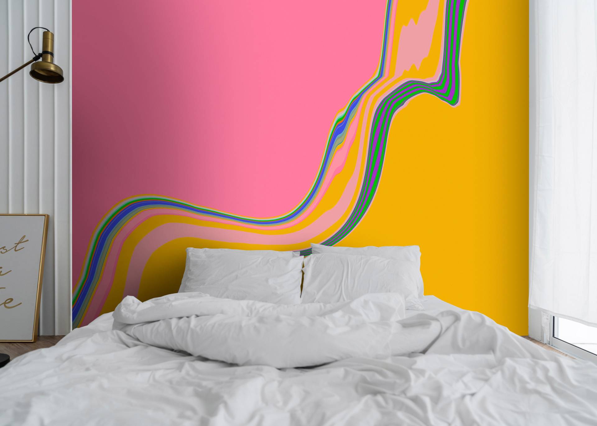 living walls Vliestapete "Fototapete Abstrakt Pink Gelb Bunt Modern Pop-Art" matt glatt von Living Walls