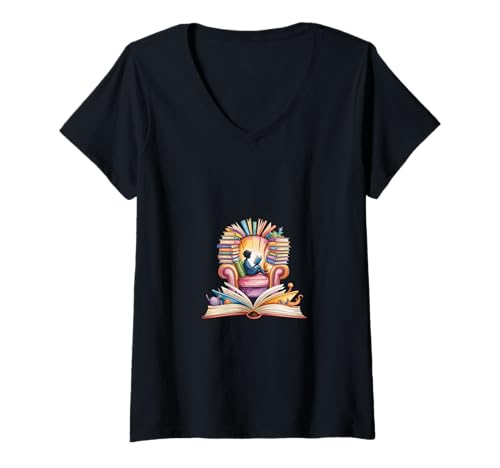 Damen Leben in fiktiven Welten Book Gamer Fantasy. T-Shirt mit V-Ausschnitt Damen Leben in fiktiven Welten Book Gamer Fantasy. T-Shirt mit V-Ausschnitt von Living in Fictional Worlds Readers Gamers Fantasy