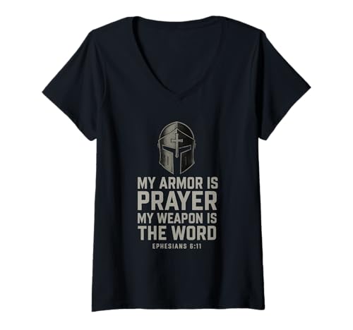 Damen Armor of God.Spiritual Warfare Christian.Epheser 6:11 T-Shirt mit V-Ausschnitt von Living2Serve Inspired