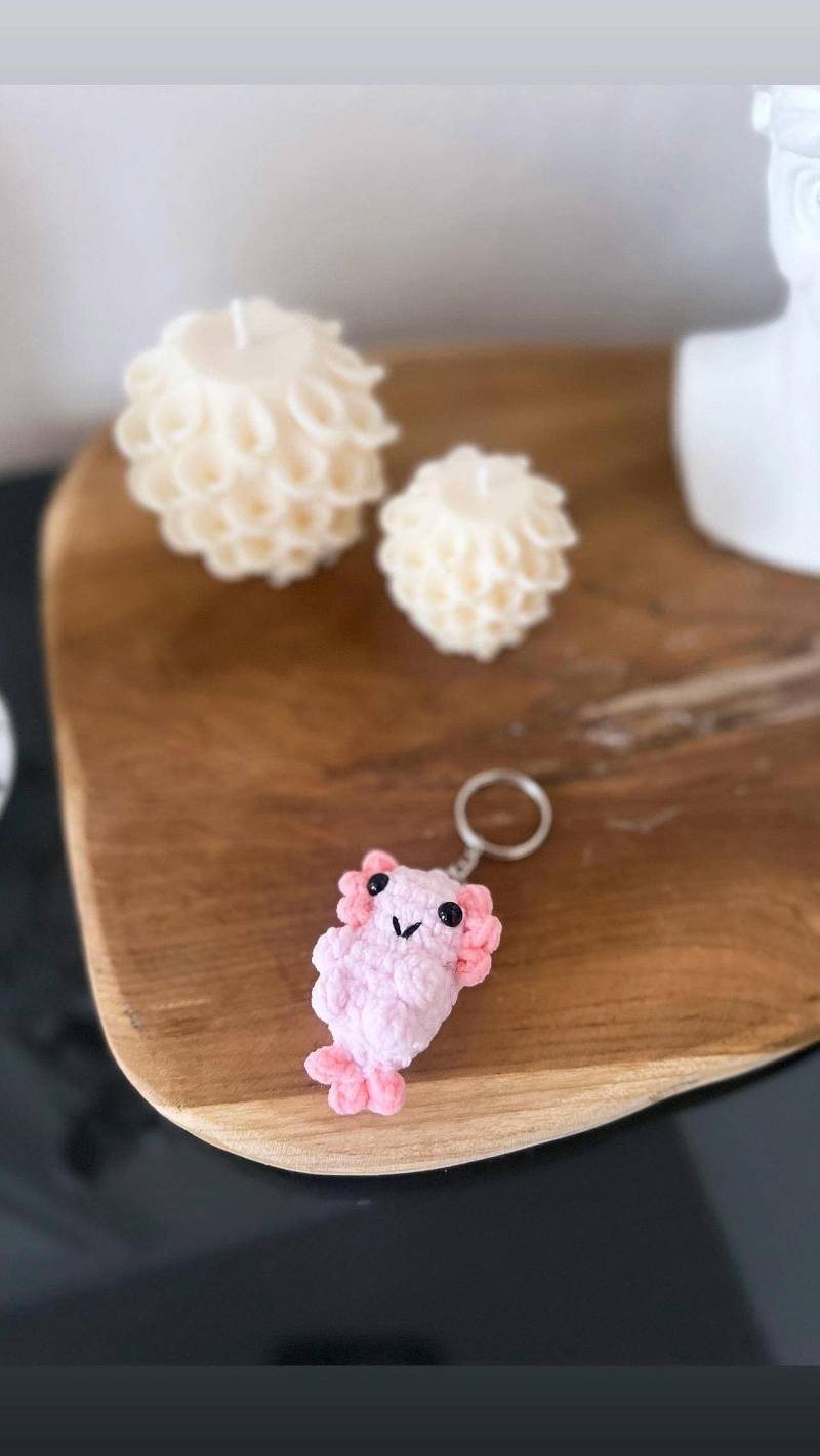 Axolotl Schlüsselanhänger Gehäkelt Amigurumi Häkelfigur Accessoires Crochet Plüschfigur Handgefertigt Geschenkidee Deko von LivingKunst