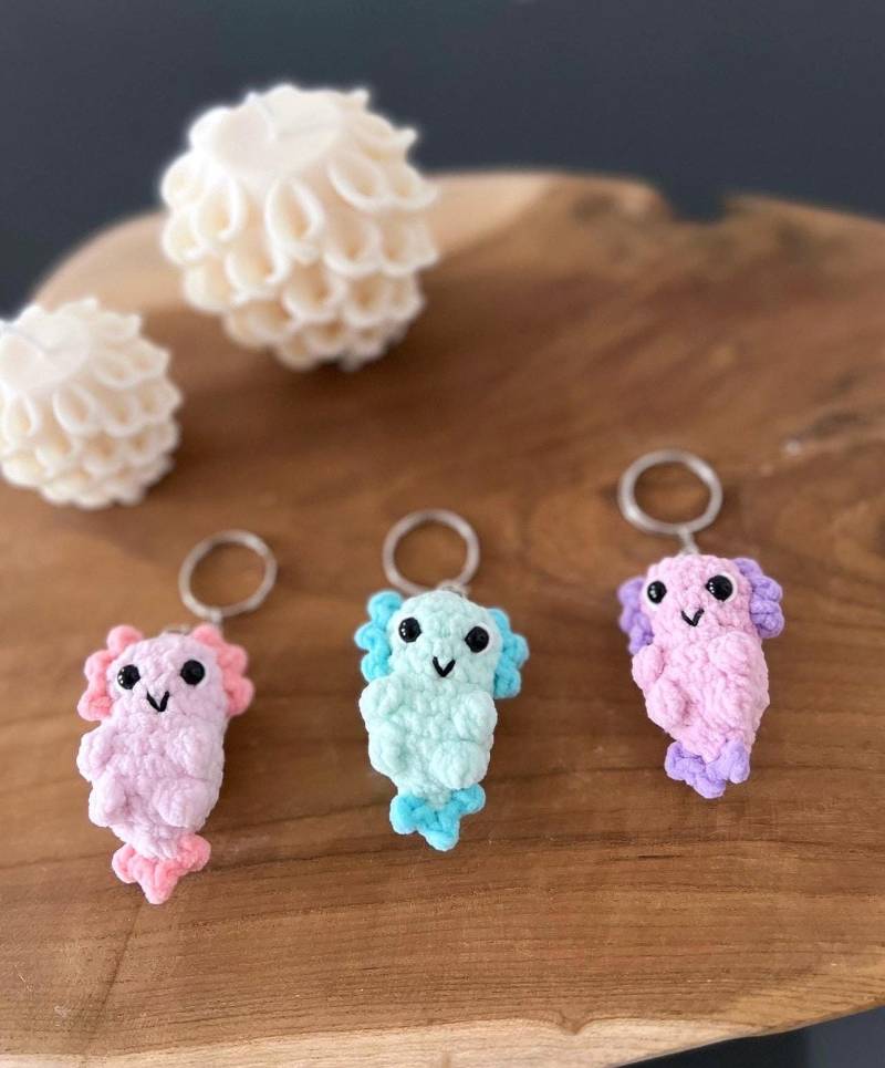 Axolotl Schlüsselanhänger Gehäkelt Amigurumi Häkelfigur Accessoires Crochet Plüschfigur Handgefertigt Geschenkidee Deko Axolotl Schlüsselanhänger Gehäkelt Amigurumi Häkelfigur Accessoires Crochet Plüschfigur Handgefertigt Geschenkidee Deko von LivingKunst
