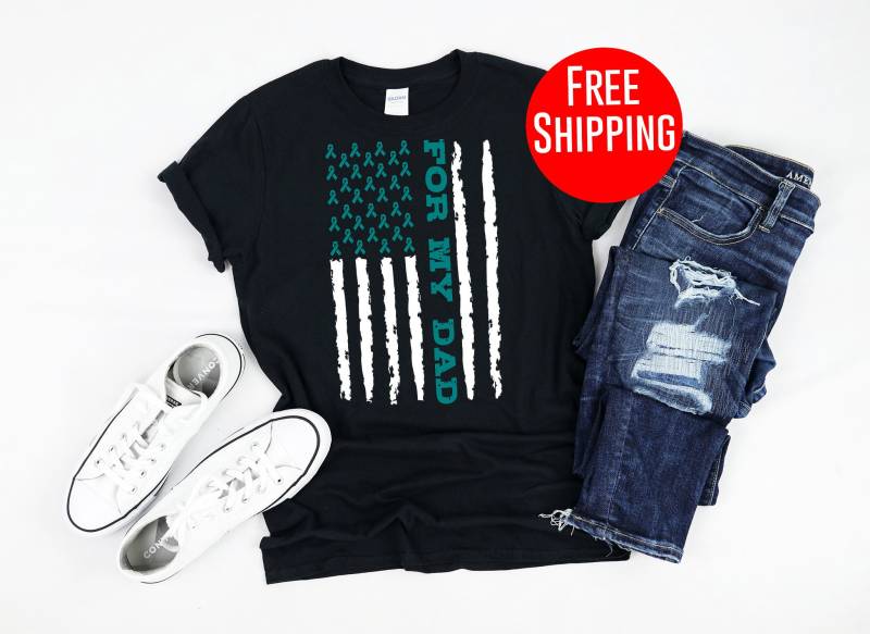Myasthenia Gravis Shirt-For My Dad Teal Ribbon Flag von LivingYouApparel