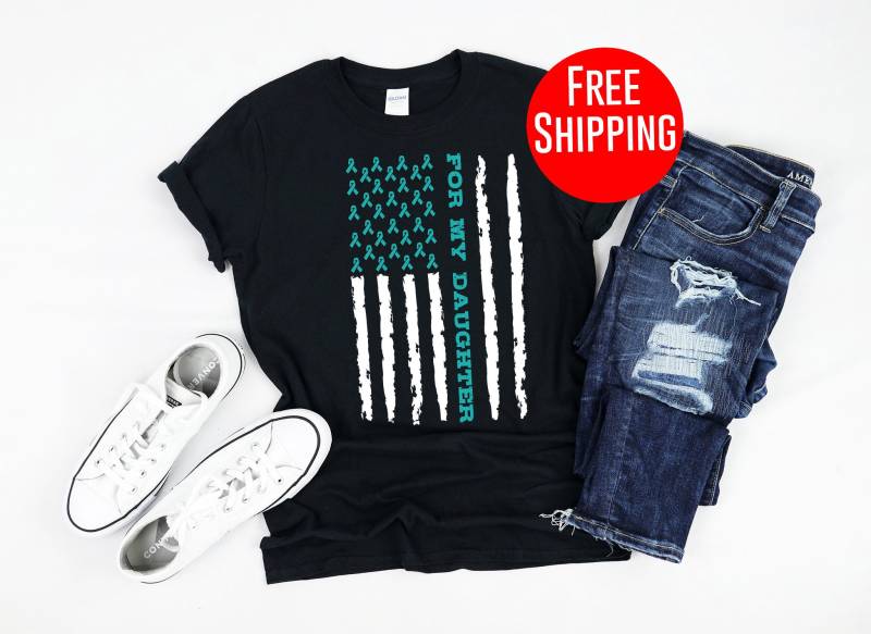 Skleroderma Shirt-For My Daughter Teal Ribbon Flag von LivingYouApparel