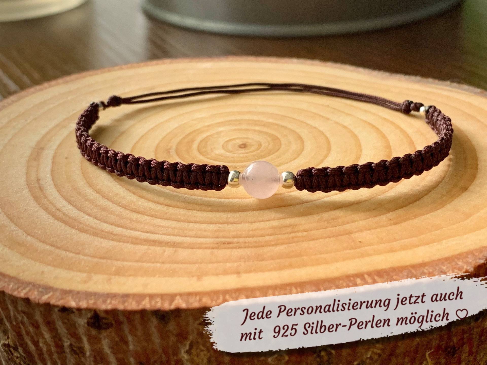 Makramee-Armband „Rosenquarz" Makramee-Armband „Rosenquarz" von LivingheartHandmade