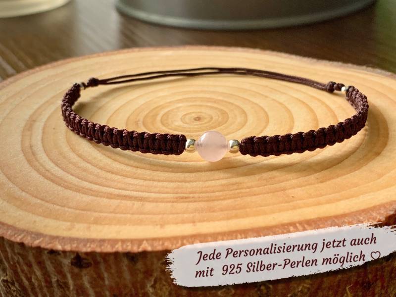Makramee-Armband „Rosenquarz" Makramee-Armband „Rosenquarz" von LivingheartHandmade