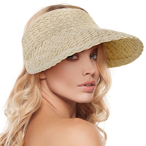 Sonnenhut für Damen, breite Krempe, aufrollbar, faltbar, Strohhut, Beige, Einheitsgröße Sonnenhut für Damen, breite Krempe, aufrollbar, faltbar, Strohhut, Beige, Einheitsgröße von Livingston