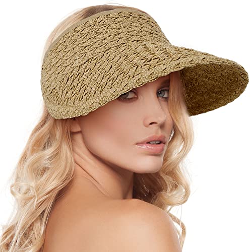 Sonnenhut für Damen, breite Krempe, aufrollbar, faltbar, Strohhut, Braun Mix, Einheitsgröße Sonnenhut für Damen, breite Krempe, aufrollbar, faltbar, Strohhut, Braun Mix, Einheitsgröße von Livingston