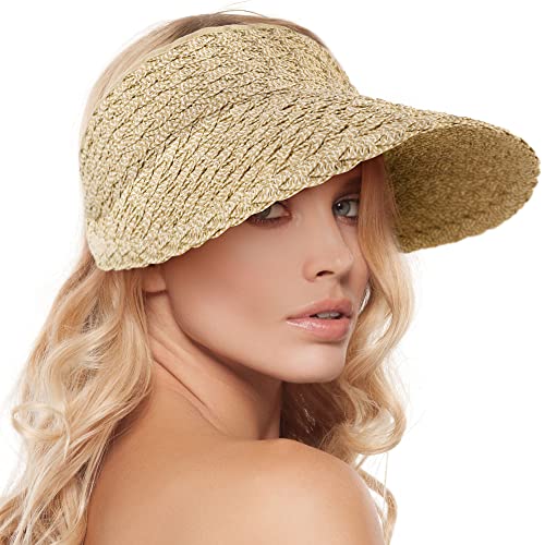 Sonnenhut für Damen, breite Krempe, aufrollbar, faltbar, Strohhut, beige / braun, Einheitsgröße Sonnenhut für Damen, breite Krempe, aufrollbar, faltbar, Strohhut, beige / braun, Einheitsgröße von Livingston