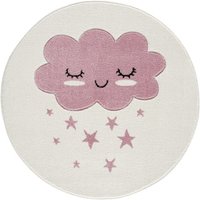 LIVONE Kinderteppich Kids love Rugs WOLKE Rund creme/rosa von Livone