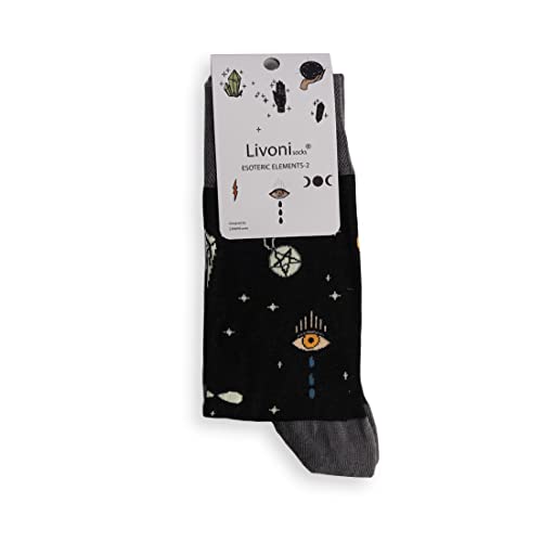Livoni Unisex Cotton Regular Socks with Colorful and Fun Designs, Size: 35-38, Model Name: Esoteric Elements- Regular Socks Livoni Unisex Cotton Regular Socks with Colorful and Fun Designs, Size: 35-38, Model Name: Esoteric Elements- Regular Socks von Livoni