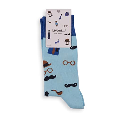 Livoni Unisex Cotton Regular Socks with Colorful and Fun Designs, Size: 35-38, Model Name: Gentleman- Regular Socks von Livoni