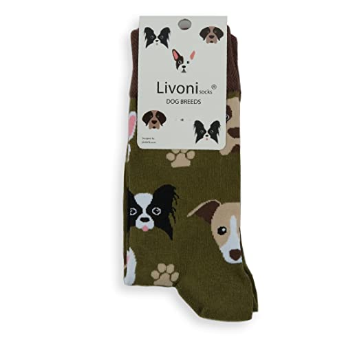 Livoni Unisex Cotton Regular Socks with Colorful and Fun Designs, Size: 43-46, Model Name: Dog Breeds - Regular Socks von Livoni