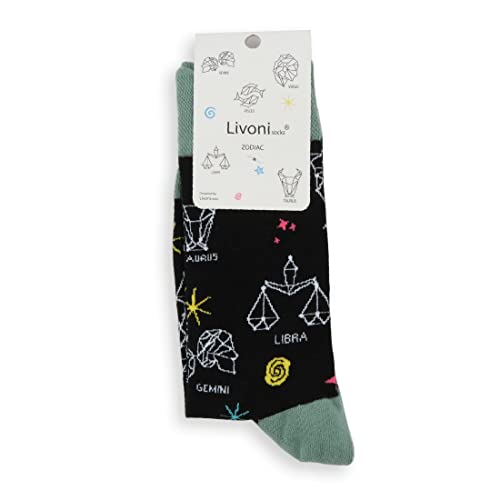 Livoni Unisex Cotton Regular Socks with Colorful and Fun Designs, Size: 43-46, Model Name: Zodiac - Regular Socks von Livoni