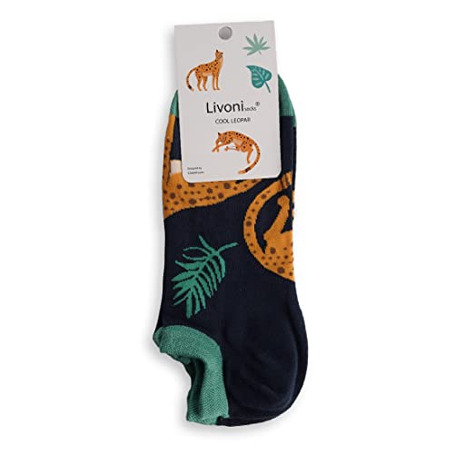 Livoni Unisex Cotton Sneaker Socks with Colorful and Fun Designs, Size: 39-42, Model Name: Cool Leopard-Low Socks von Livoni