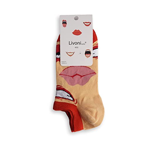 Livoni Unisex Cotton Sneaker Socks with Colorful and Fun Designs, Size: 39-42, Model Name: Kiss-Low Socks Livoni Unisex Cotton Sneaker Socks with Colorful and Fun Designs, Size: 39-42, Model Name: Kiss-Low Socks von Livoni