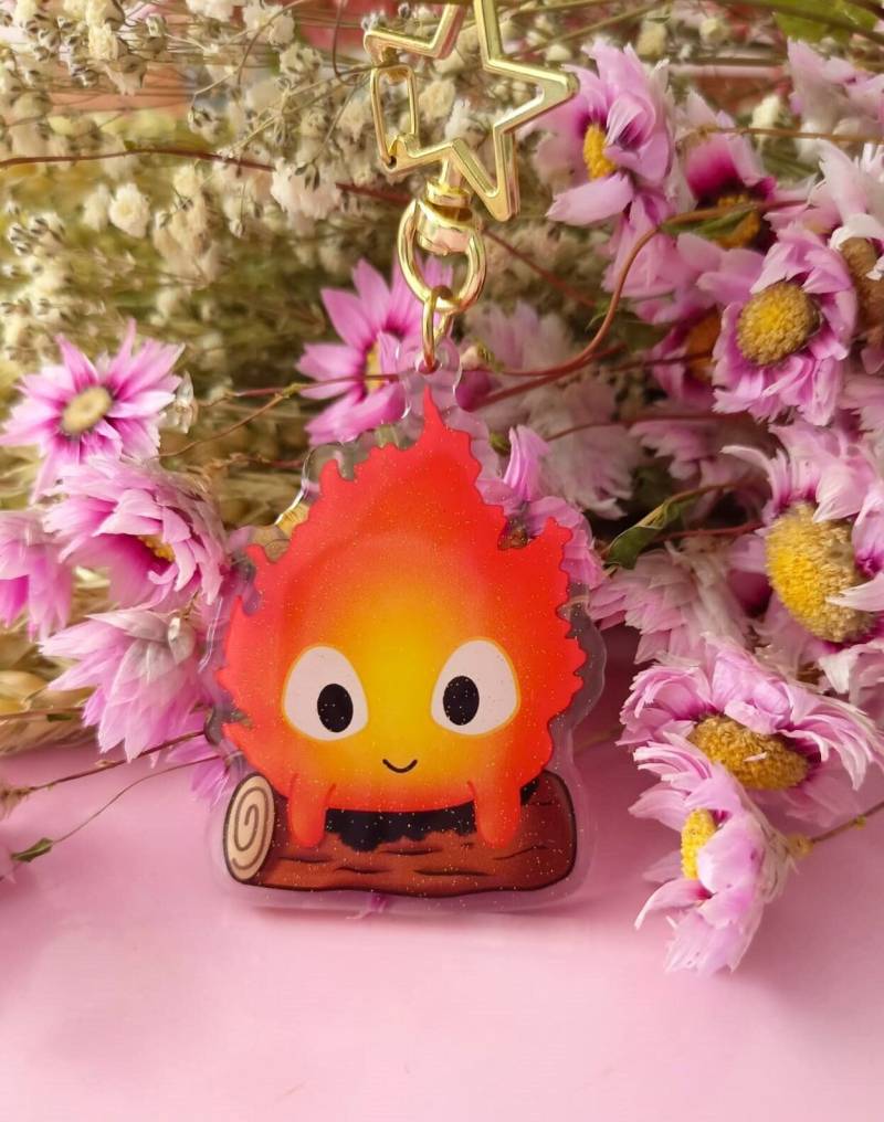 Feuerdämon Acryl Schlüsselanhänger | Anime Keychain Glitzer Anhänger von LivundMaxine
