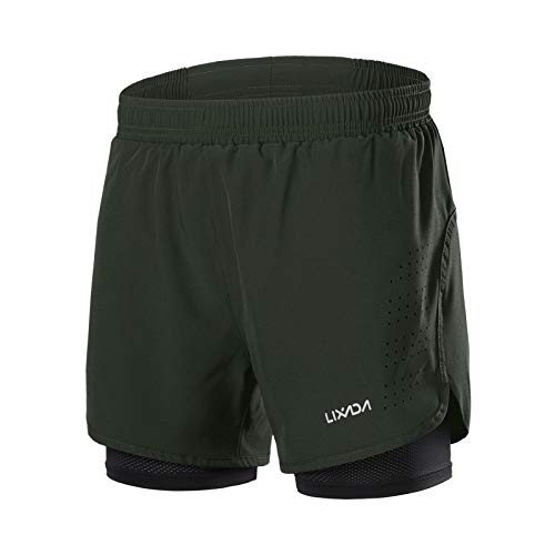 Lixada 2 in 1 Laufshorts für Herren, Leichtathletik-Shorts, Marathon Fitness-Shorts, atmungsaktive + schnelltrocknende Hose von Lixada