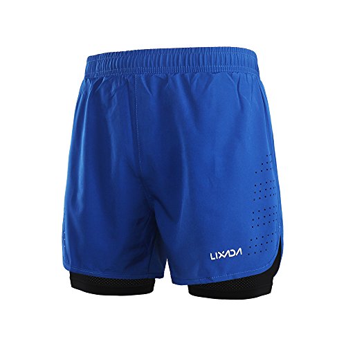 Lixada 2 in 1 Laufshorts für Herren, Leichtathletik-Shorts, Marathon Fitness-Shorts, atmungsaktive + schnelltrocknende Hose von Lixada