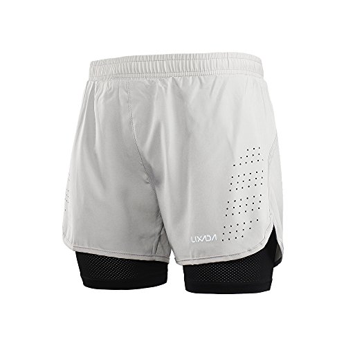 Lixada 2 in 1 Laufshorts für Herren, Leichtathletik-Shorts, Marathon Fitness-Shorts, atmungsaktive + schnelltrocknende Hose von Lixada