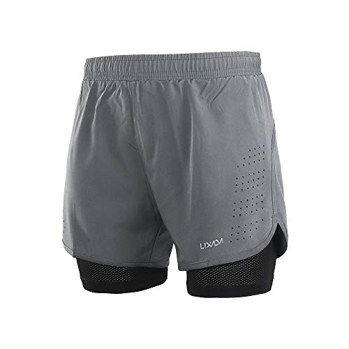 Lixada 2-in-1-Laufshorts für Herren, schnell trocknend, atmungsaktiv, für aktives Training, Joggen, Radfahren, Shorts mit längerer Innenhose von Lixada