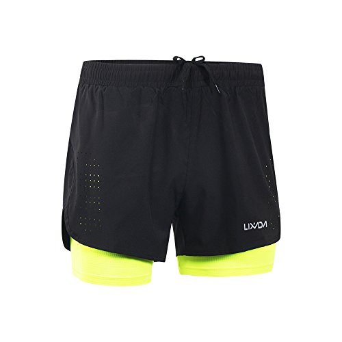 Lixada 2-in-1-Laufshorts für Herren, schnell trocknend, atmungsaktiv, für aktives Training, Joggen, Radfahren, Shorts mit längerer Innenhose von Lixada