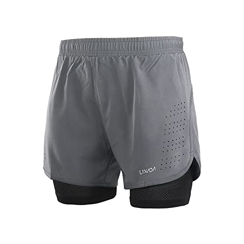 Lixada 2-in-1-Laufshorts für Herren Schnelltrocknende, atmungsaktive, aktive Trainingsübung Jogging-Radhose mit längerem Innenschuh von Lixada