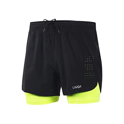 Lixada 2-in-1-Laufshorts für Herren Schnelltrocknende, atmungsaktive, aktive Trainingsübung Jogging-Radhose mit längerem Innenschuh von Lixada