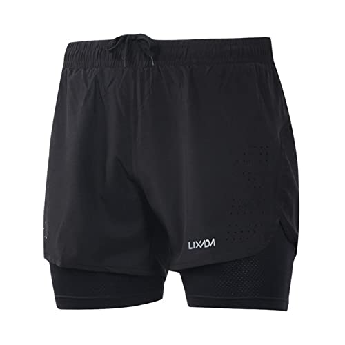 Lixada 2-in-1-Laufshorts für Herren Schnelltrocknende, atmungsaktive, aktive Trainingsübung Jogging-Radhose mit längerem Innenschuh von Lixada