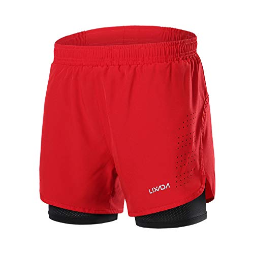 Lixada 2-in-1-Laufshorts für Herren, schnell trocknend, atmungsaktiv, für aktives Training, Joggen, Radfahren, Shorts mit längerer Innenhose von Lixada