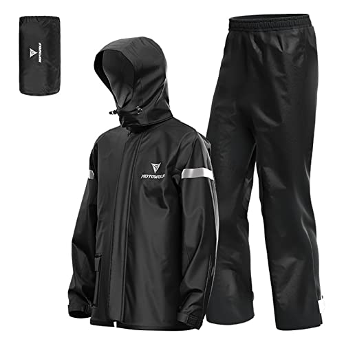 Lixada Herren Motorrad Regenanzug Outdoor Reflektierende Wasserdichte Regenjacke und Hose Regenbekleidung für Fahrradfahren Radfahren Camping Wandern von Lixada