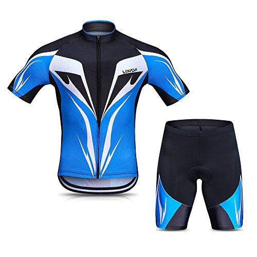 Lixada Herren MTB Radsport Kleidung Set Anzug atmungsaktiv schnell trocknend Kurzarm Reitshirt mit Gel Verdickung Shorts MTB Kleidung Set, XL, XL von Lixada