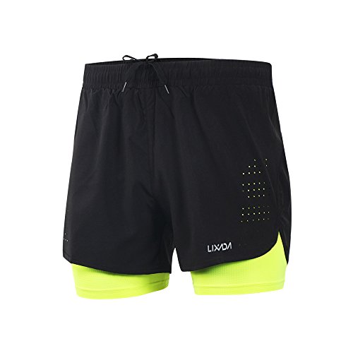 Lixada Laufshorts für Herren, 2 in 1, schnell trocknend, atmungsaktives Training, Radfahren, Jogging-Shorts mit langem Futter von Lixada