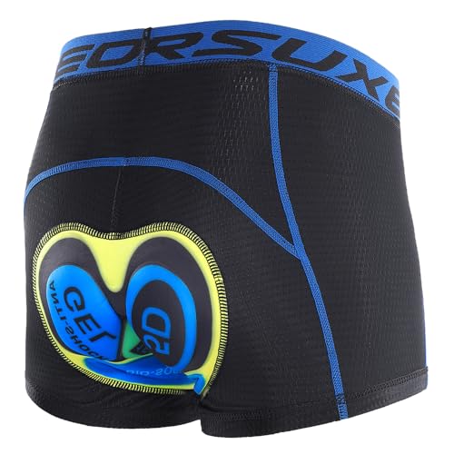 Lixada Radsport Shorts Sweatshirt, Berg Radsport Shorts Absorbent Fast Drying Padded 5D Gel Gepolstert MTB Fahrradunterwäsche Shorts für Herren, Blau & Gelb., XL von Lixada