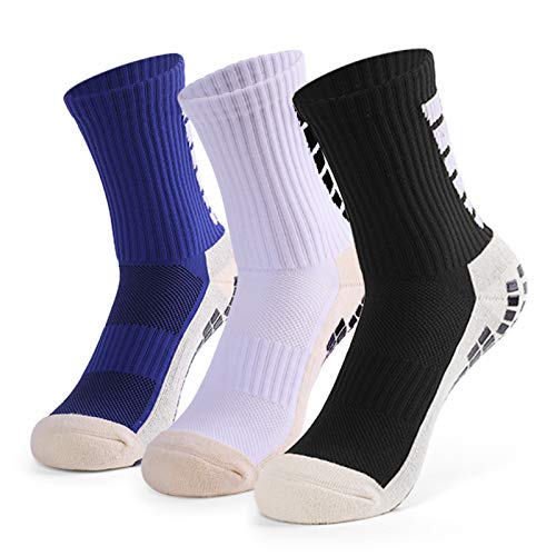 Lixada Rutschfeste Fußballsocken für Herren, 1 Paar / 3 Paar, Schwarz / Weiß / Blau, Einheitsgröße von Lixada