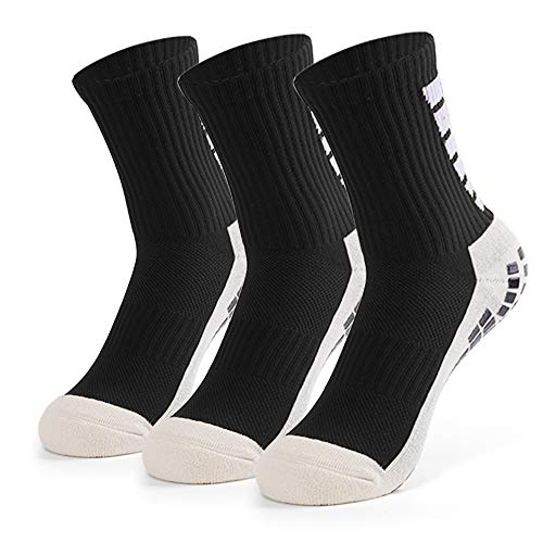 Lixada Rutschfeste Socken, 1 Paar/3 Paar, atmungsaktiv, verschleißfest, Sportsocken für Fußball/Basketball/Laufen/Wandern, Schwarz, One size von Lixada