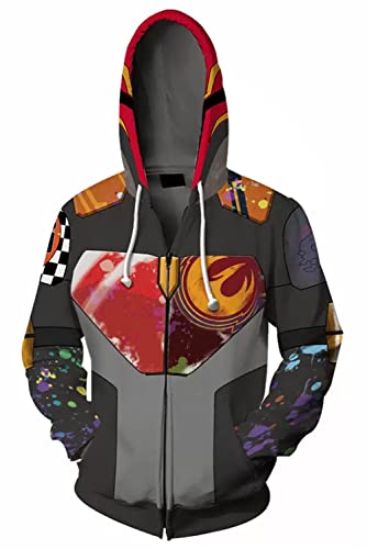 Lixinya 3D-gedrucktes Wren Zipper Kapuzen Sweatshirt Reißverschluss Hoodie Halloween Karneval Outfits Party Bekleidung Halloween Cosplay Kostüm von Lixinya