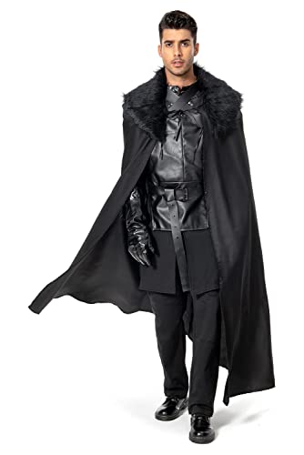 Lixinya Nachtwächter Mittelalter Film Snow Cosplay Kostüm GOT Party Bekleidung Halloween Karneval Outfits Herren (XXL, Schwarz) von Lixinya