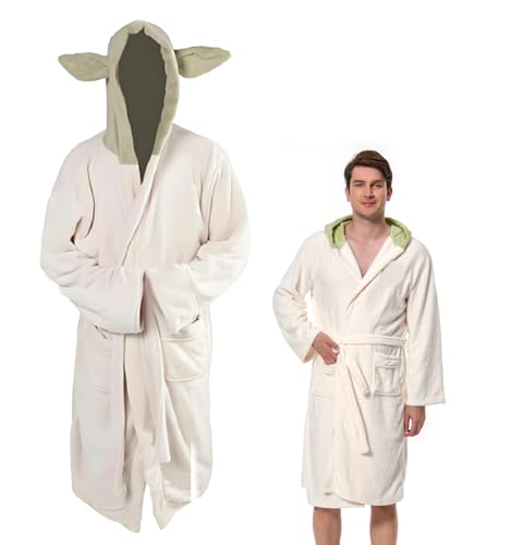 Lixinya Unisex Bademantel Tunika Kapuze Robe Halloween Karneval Cosplay Fleece Bademantel für Erwachsene Weiß von Lixinya