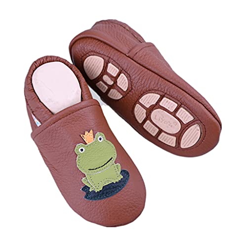 Liya's Babyschuhe Lederpuschen mit Teilgummisohle - #687 Frosch in kupferbraun - Gr. 27/28 von Liya's