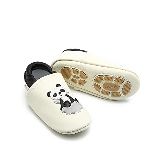 Liya's Lederpuschen - # Panda in beige Gr. 33/34 von Liya's