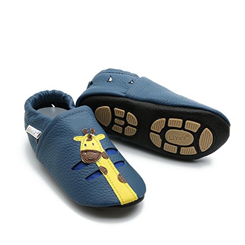 Liya's Hauschuhe mit Teilgummisohle - #633 Sommerpuschen Giraffe in blau 29/30 von Liya's