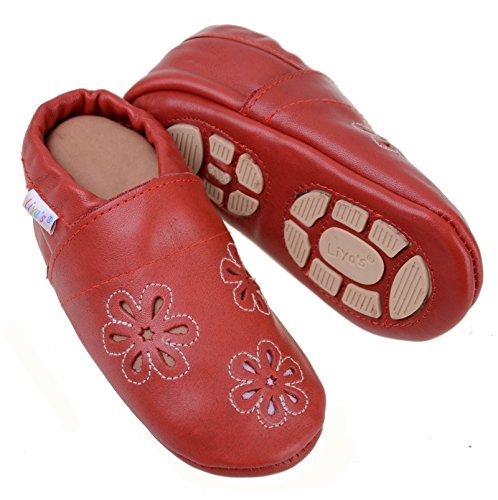 Liya's Hauschuhe mit Teilgummisohle - #636 Summerflower in rot - 23/24 von Liya's