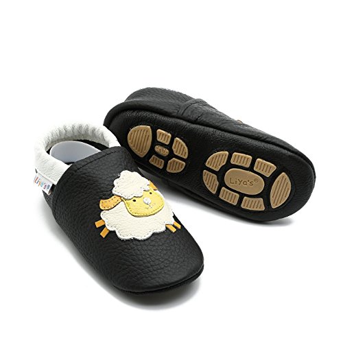 Liya's Hauschuhe mit Teilgummisohle - #663 Schaf in schwarz 21/22 von Liya's