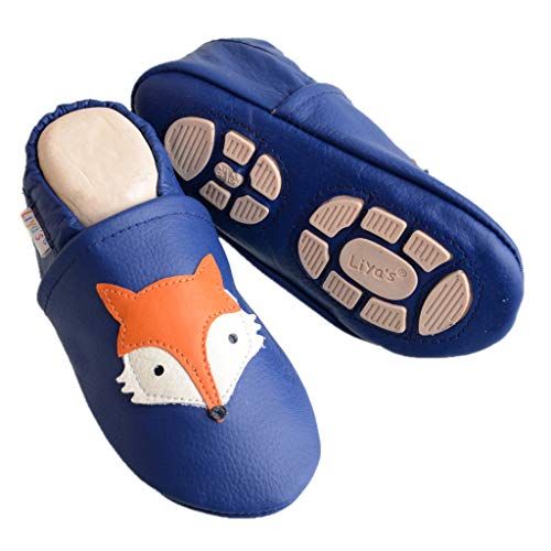 Liya's Hausschuhe Lederpuschen mit Teilgummisohle - #648 Fuchs in blau-29/30-648 Fuchs Liya's Hausschuhe Lederpuschen mit Teilgummisohle - #648 Fuchs in blau-29/30-648 Fuchs von Liya's