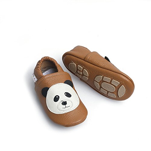 Liya's Lederpuschen - #607 panda in ockerbraun Gr. 21/22 von Liya's