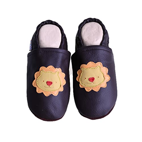 Liya's Lederpuschen Krabbelschuhe Hausschuhe - #582 Löwe in braun 25/26 EU von Liya's