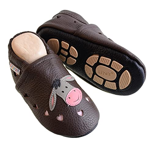 Liya's Sommerpuschen mit Teilgummisohle - #699 Esel in dunkelbraun 19/20 von Liya's